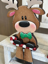 Load image into Gallery viewer, Reindeer Merry Shelf Hanging File SVG, Ledge, Chair, Couch, Christmas, Santa, Rudolph, Hanger, Tiered Tray Glowforge LuckyHeartDesignsCo
