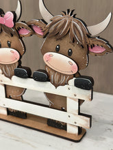 Load image into Gallery viewer, Happy Highland Fence Standing File SVG, Couple, Cow, Farm, Tiered Tray Glowforge, LuckyHeartDesignsCo
