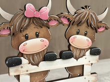 Load image into Gallery viewer, Happy Highland Fence Standing File SVG, Couple, Cow, Farm, Tiered Tray Glowforge, LuckyHeartDesignsCo
