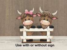 Load image into Gallery viewer, Happy Highland Fence Standing File SVG, Couple, Cow, Farm, Tiered Tray Glowforge, LuckyHeartDesignsCo
