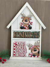 Load image into Gallery viewer, Reindeer Candy Cane Wall Collage Shelf Holder Interchangeable Sign File Glowforge, Santa, Rudolph Christmas Standing, LuckyHeartDesignsCo
