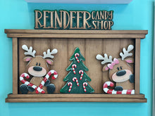 Load image into Gallery viewer, Reindeer Candy Cane Wall Collage Shelf Holder Interchangeable Sign File Glowforge, Santa, Rudolph Christmas Standing, LuckyHeartDesignsCo
