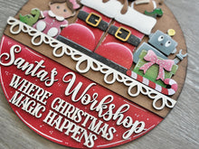 Load image into Gallery viewer, Santa Boots Toys Holiday Door Sign Interchangeable File, SVG, Christmas, Robot, Presents Bear Football Doll Seasonal Home Welcome, glowforge
