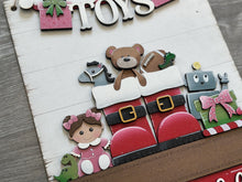 Load image into Gallery viewer, Santa Boots Toys Holiday Door Sign Interchangeable File, SVG, Christmas, Robot, Presents Bear Football Doll Seasonal Home Welcome, glowforge
