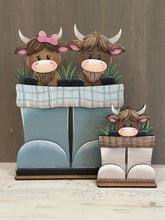 Load image into Gallery viewer, Happy Highland Cow For The Flower Basket Interchangeable File SVG, Farm, Tiny, Tiered Tray, Glowforge, LuckyHeartDesignsCo
