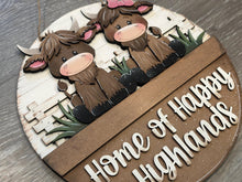 Load image into Gallery viewer, Happy Highland Holiday Door Sign Interchangeable File, SVG Cow, Farm, Fence, Home, Seasonal, Home, Welcome, glowforge
