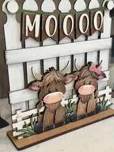 Load image into Gallery viewer, Happy Highland Holiday Door Sign Interchangeable File, SVG Cow, Farm, Fence, Home, Seasonal, Home, Welcome, glowforge
