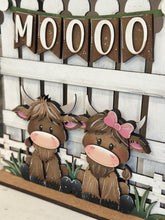 Load image into Gallery viewer, Happy Highland Holiday Door Sign Interchangeable File, SVG Cow, Farm, Fence, Home, Seasonal, Home, Welcome, glowforge
