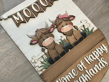 Load image into Gallery viewer, Happy Highland Holiday Door Sign Interchangeable File, SVG Cow, Farm, Fence, Home, Seasonal, Home, Welcome, glowforge

