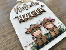 Load image into Gallery viewer, Happy Highland Holiday Door Sign Interchangeable File, SVG Cow, Farm, Fence, Home, Seasonal, Home, Welcome, glowforge
