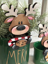 Load image into Gallery viewer, Reindeer Merry Christmas Mug Hugger File SVG, Glowforge Tiered Tray, Tray Decor, Holiday, Topper, LuckyHeartDesignsCo
