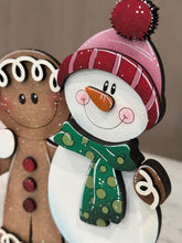 Load image into Gallery viewer, Gingerbread Snowman Christmas Standing File SVG, Santa, Winter,, Snowmen, Friends, Rudolph, Centerpiece glowforge LuckyHeartDesignsCo

