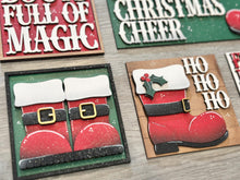 Load image into Gallery viewer, Santa Boots Interchangeable Leaning Sign File SVG, Glowforge Christmas, Tiered Tray, Candy Cane, Reindeer, Presents, LuckyHeartDesignsCO
