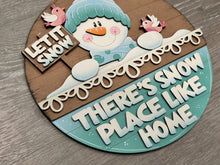 Load image into Gallery viewer, Snowman Holiday Door Sign Interchangeable File, SVG, Christmas, Winter, Snowmen, Bird, Cardinal, Seasonal Home Welcome, glowforge
