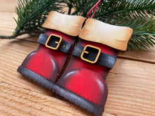Load image into Gallery viewer, Santa Boots Christmas Ornament File SVG, Tree, Holly, Stocking, Gift, Personalized, Glowforge, LuckyHeartDesignsCo
