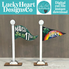 Load image into Gallery viewer, St. Patrick's Day Flag Interchangeable File SVG, Lucky, Clover, Leprechaun, Highland, Seasonal, Holiday, Glowforge, LuckyHeartDesignsCo
