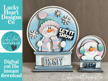 Load image into Gallery viewer, Let It Snow Snowman Winter Snow Globe Interchangeable File SVG, Glowforge, TINY, Snowmen, Frosty Snowflake, Tiered Tray LuckyHeartDesignsCo
