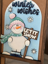 Load image into Gallery viewer, Let It Snow Snowman Tall Arch Sign Interchangeable File SVG, TINY, INSERT only Snowmen Winter Glowforge, Holiday, Tiered LuckyHeartDesignsCo
