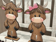 Load image into Gallery viewer, Happy Highland Cow Couple Standing File SVG, Cow, Farm, Tiered Tray Glowforge, LuckyHeartDesignsCo
