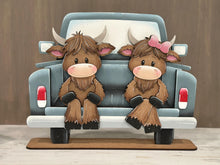Load image into Gallery viewer, Happy Highland Couple Shelf Hanging File SVG, Ledge, Cow, Farm, Hanger, Tiered Tray Glowforge LuckyHeartDesignsCo
