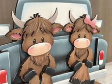 Load image into Gallery viewer, Happy Highland Couple Shelf Hanging File SVG, Ledge, Cow, Farm, Hanger, Tiered Tray Glowforge LuckyHeartDesignsCo
