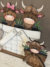 Load image into Gallery viewer, Happy Highland Cow For The Flower Basket Interchangeable File SVG, Farm, Tiny, Tiered Tray, Glowforge, LuckyHeartDesignsCo

