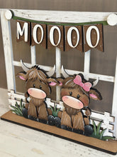 Load image into Gallery viewer, Happy Highland Holiday Door Sign Interchangeable File, SVG Cow, Farm, Fence, Home, Seasonal, Home, Welcome, glowforge
