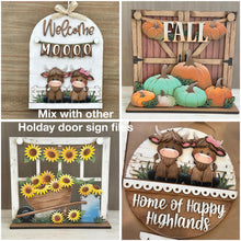 Load image into Gallery viewer, Happy Highland Holiday Door Sign Interchangeable File, SVG Cow, Farm, Fence, Home, Seasonal, Home, Welcome, glowforge
