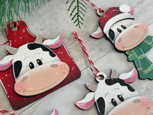 Load image into Gallery viewer, Dairy Cow Christmas Ornament File SVG, Glowforge, Cow, Cowbell, Farm, LuckyHeartDesignsCo
