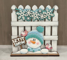 Load image into Gallery viewer, Snowman Holiday Door Sign Interchangeable File, SVG, Christmas, Winter, Snowmen, Bird, Cardinal, Seasonal Home Welcome, glowforge
