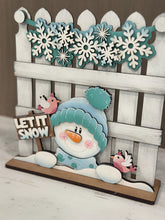 Load image into Gallery viewer, Snowman Holiday Door Sign Interchangeable File, SVG, Christmas, Winter, Snowmen, Bird, Cardinal, Seasonal Home Welcome, glowforge
