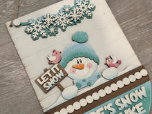 Load image into Gallery viewer, Snowman Holiday Door Sign Interchangeable File, SVG, Christmas, Winter, Snowmen, Bird, Cardinal, Seasonal Home Welcome, glowforge
