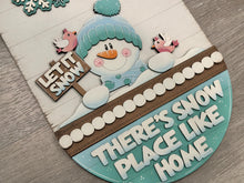 Load image into Gallery viewer, Snowman Holiday Door Sign Interchangeable File, SVG, Christmas, Winter, Snowmen, Bird, Cardinal, Seasonal Home Welcome, glowforge
