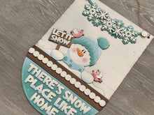 Load image into Gallery viewer, Snowman Holiday Door Sign Interchangeable File, SVG, Christmas, Winter, Snowmen, Bird, Cardinal, Seasonal Home Welcome, glowforge
