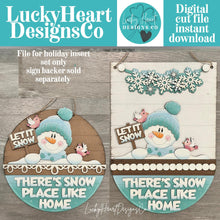 Load image into Gallery viewer, Snowman Holiday Door Sign Interchangeable File, SVG, Christmas, Winter, Snowmen, Bird, Cardinal, Seasonal Home Welcome, glowforge
