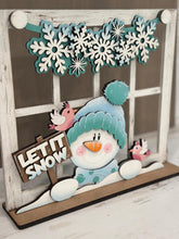 Load image into Gallery viewer, Snowman Holiday Door Sign Interchangeable File, SVG, Christmas, Winter, Snowmen, Bird, Cardinal, Seasonal Home Welcome, glowforge
