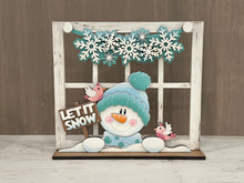 Load image into Gallery viewer, Snowman Holiday Door Sign Interchangeable File, SVG, Christmas, Winter, Snowmen, Bird, Cardinal, Seasonal Home Welcome, glowforge
