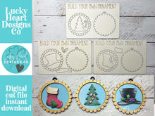 Load image into Gallery viewer, Round Ornament Pop Out Christmas Craft File SVG, Gift, Build Your Own, Holiday, Stocking, Tree Kids Craft, Glowforge, LuckyHeartDesignsCo
