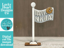 Load image into Gallery viewer, New Year Flag Interchangeable File SVG, Ball Drop, January, Winter, Celebrate, Highland, Seasonal, Holiday, Glowforge, LuckyHeartDesignsCo

