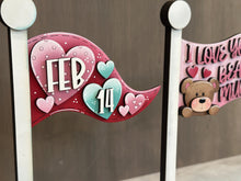 Load image into Gallery viewer, Valentines Flag Interchangeable File SVG, Heart, February, Love, Be Mine, Bear, Highland, Seasonal, Holiday, Glowforge, LuckyHeartDesignsCo
