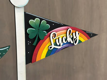 Load image into Gallery viewer, St. Patrick's Day Flag Interchangeable File SVG, Lucky, Clover, Leprechaun, Highland, Seasonal, Holiday, Glowforge, LuckyHeartDesignsCo
