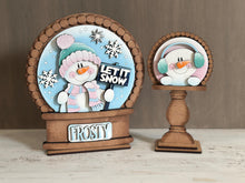 Load image into Gallery viewer, Let It Snow Snowman Winter Snow Globe Interchangeable File SVG, Glowforge, TINY, Snowmen, Frosty Snowflake, Tiered Tray LuckyHeartDesignsCo
