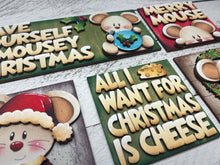 Load image into Gallery viewer, Mouse Christmas Interchangeable Leaning Sign File SVG, Stocking, Mice, Santa, Twas The Night Before, Glowforge, LuckyHeartDesignsCo
