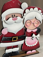 Load image into Gallery viewer, Santa Mrs. Claus Hug Christmas Standing File SVG, Cookies, Couple, Bakery, Tiered Tray, Centerpiece glowforge LuckyHeartDesignsCo
