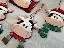 Load image into Gallery viewer, Dairy Cow Christmas Ornament File SVG, Glowforge, Cow, Cowbell, Farm, LuckyHeartDesignsCo
