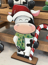 Load image into Gallery viewer, Dairy Cow Christmas Standing Set File SVG, Elf, Sweater, Santa, Holiday, Tree, Ornament, Farm, Tiered Tray Glowforge, LuckyHeartDesignsCo
