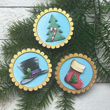 Load image into Gallery viewer, Round Ornament Pop Out Christmas Craft File SVG, Gift, Build Your Own, Holiday, Stocking, Tree Kids Craft, Glowforge, LuckyHeartDesignsCo
