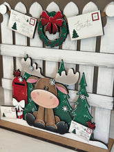 Load image into Gallery viewer, Moose Holiday Door Sign Interchangeable File, SVG, Christmas, Snow, Letters for Santa, Mail, Santa, Holly Seasonal Home Welcome, glowforge
