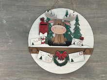 Load image into Gallery viewer, Moose Holiday Door Sign Interchangeable File, SVG, Christmas, Snow, Letters for Santa, Mail, Santa, Holly Seasonal Home Welcome, glowforge
