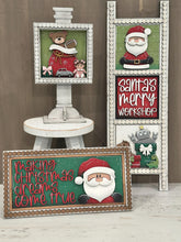 Load image into Gallery viewer, Santa Toy Workshop Interchangeable Leaning Sign File SVG, Glowforge Christmas Tiered Tray Teddy Bear Baby doll Presents, LuckyHeartDesignsCO
